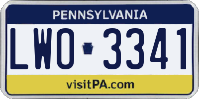 PA license plate LWO3341