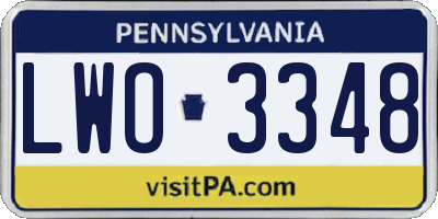 PA license plate LWO3348