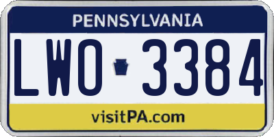 PA license plate LWO3384