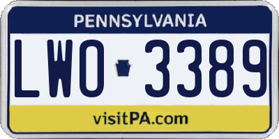 PA license plate LWO3389