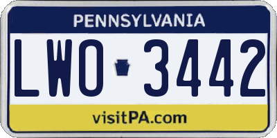 PA license plate LWO3442