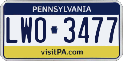 PA license plate LWO3477