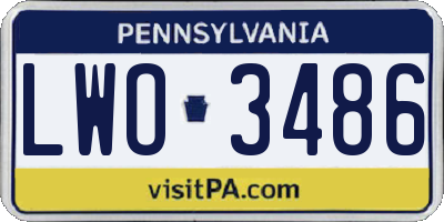 PA license plate LWO3486