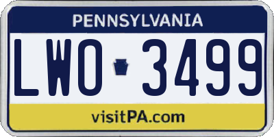 PA license plate LWO3499