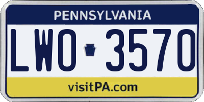 PA license plate LWO3570