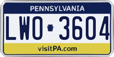 PA license plate LWO3604