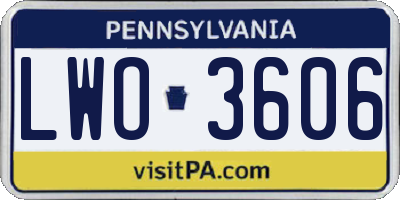 PA license plate LWO3606