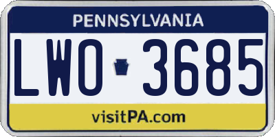 PA license plate LWO3685