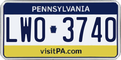 PA license plate LWO3740