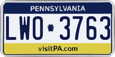 PA license plate LWO3763