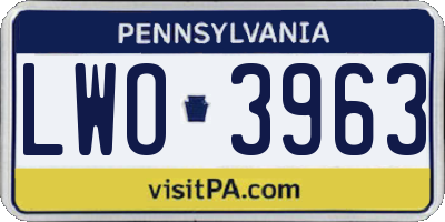 PA license plate LWO3963