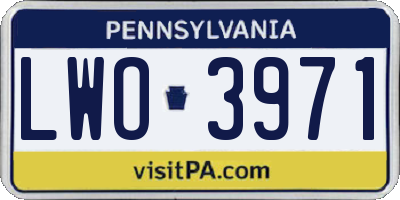 PA license plate LWO3971
