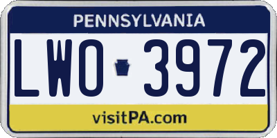 PA license plate LWO3972