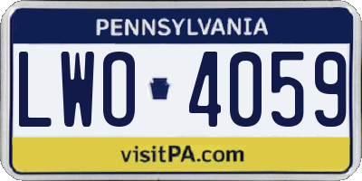 PA license plate LWO4059