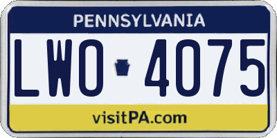 PA license plate LWO4075