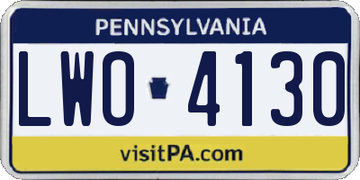 PA license plate LWO4130