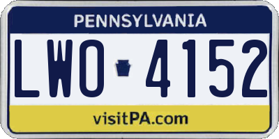 PA license plate LWO4152