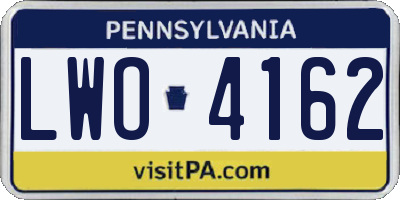 PA license plate LWO4162
