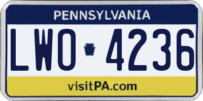 PA license plate LWO4236