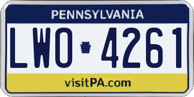 PA license plate LWO4261
