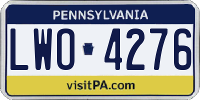 PA license plate LWO4276