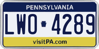 PA license plate LWO4289