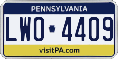 PA license plate LWO4409