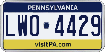 PA license plate LWO4429