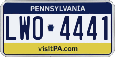 PA license plate LWO4441