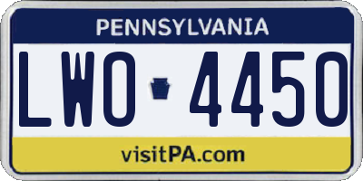 PA license plate LWO4450