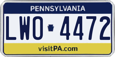 PA license plate LWO4472