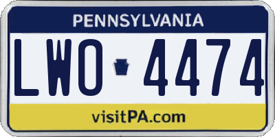 PA license plate LWO4474