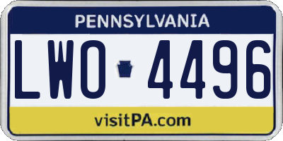 PA license plate LWO4496