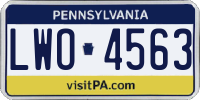 PA license plate LWO4563