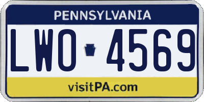 PA license plate LWO4569