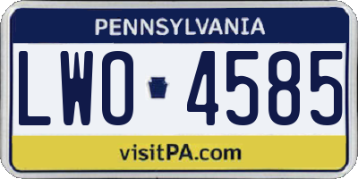 PA license plate LWO4585