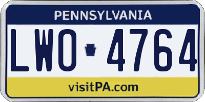 PA license plate LWO4764