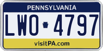 PA license plate LWO4797