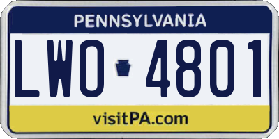PA license plate LWO4801