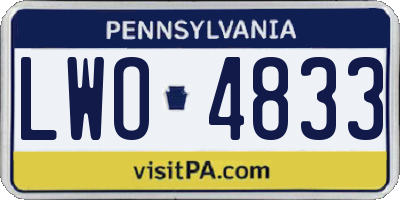 PA license plate LWO4833