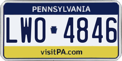 PA license plate LWO4846