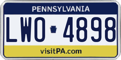 PA license plate LWO4898