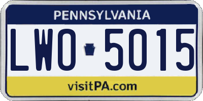 PA license plate LWO5015