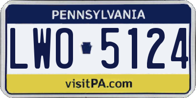 PA license plate LWO5124