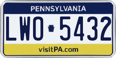 PA license plate LWO5432