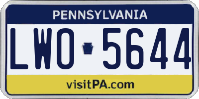 PA license plate LWO5644