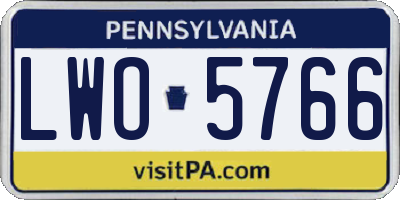 PA license plate LWO5766