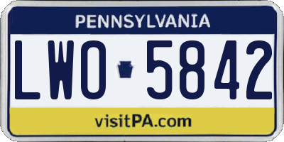 PA license plate LWO5842