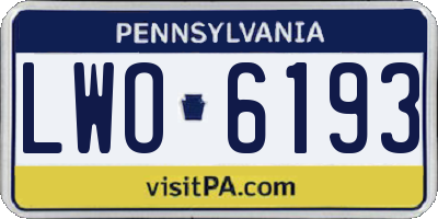 PA license plate LWO6193