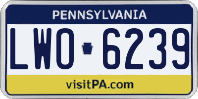 PA license plate LWO6239